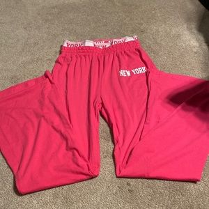 Pink and White New York flared pants